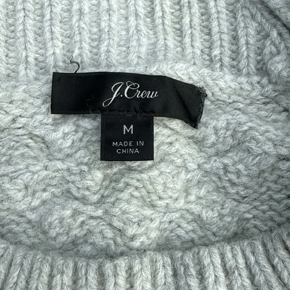 J.Crew Merino Wool Cable Knit Sequin Sweater Gray Medium Holiday K4664 - Picture 6 of 8